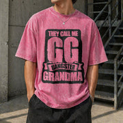 They Call Me GG Gangster Grandma Vintage Washed T-Shirt in Red
