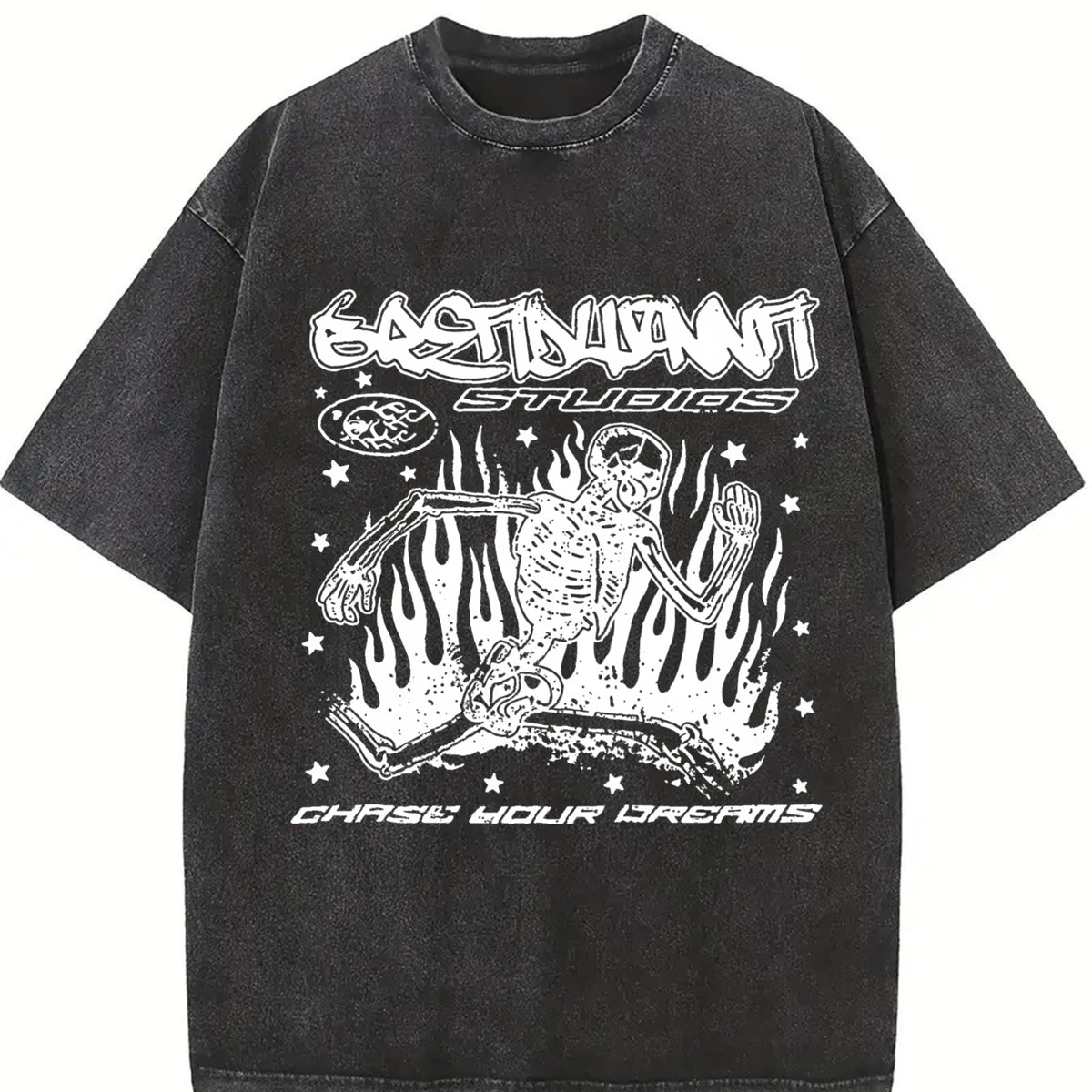 Chase Your Dreams Vintage Washed T-Shirt in Black