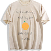 Camiseta Graciosa Para Latinos Hispanos in Spanish. vintage washed oversized T-shirt in Beige