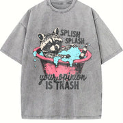 Meme Raccoon Raccoons Vintage Washed T-Shirt in Gray