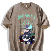 Izuku Midoriya One For All My Hero Academia Season 8 vintage washed oversized T-shirt in Brown