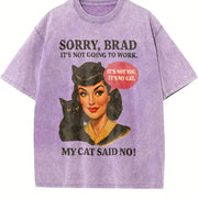 Sorry Brad It's My Cat Vintage Washed T-Shirt in Purple