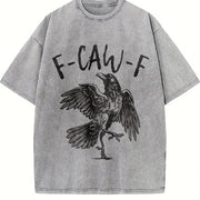 Crow F-caw-f Black Crow Raven Lover Raven Gothic Crow Vintage Washed T-Shirt in Gray