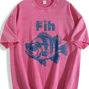 Fih Fish Meme 90s Gag Vintage Washed T-Shirt in Red