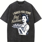 Retro Baking: Sarcastic Cupcake Vintage Washed T-Shirt in Black