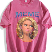 Meme Glam Doll Vintage Washed T-Shirt in Red