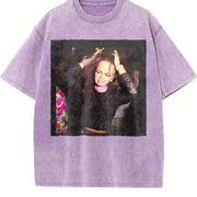 Frustrated Glam Doll at a Party Vintage Washed T-Shirt in Purple