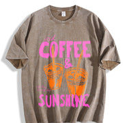 Iced Coffee And Sunshine Iced Coffee Lover Gifts Vibes vintage washed oversized T-shirt in Brown
