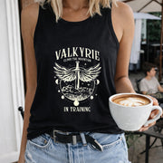 Valkyrie in Training Women's Color Cotton Tank Top in Black