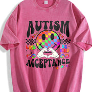 Autism Acceptance Mom Autism Vintage Washed T-Shirt in Red