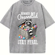 Easter Stay Feral Vintage Washed T-Shirt in Gray