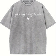 Cute Pregnancy Growing a Tiny Human Vintage Washed T-Shirt in Gray