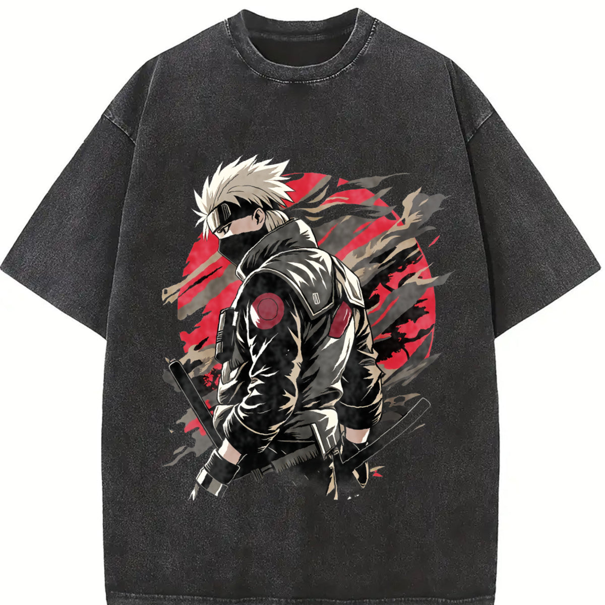 ANBU Kakashi Naruto for Anime Fans vintage washed oversized T-shirt in Black