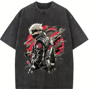 ANBU Kakashi Naruto for Anime Fans vintage washed oversized T-shirt in Black
