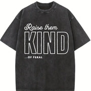 Raise Them Feral Mom Vintage Washed T-Shirt in Black