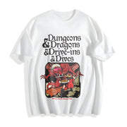Dungeons and Dragons and Drive Ins and Dives Cotton T-Shirt in White