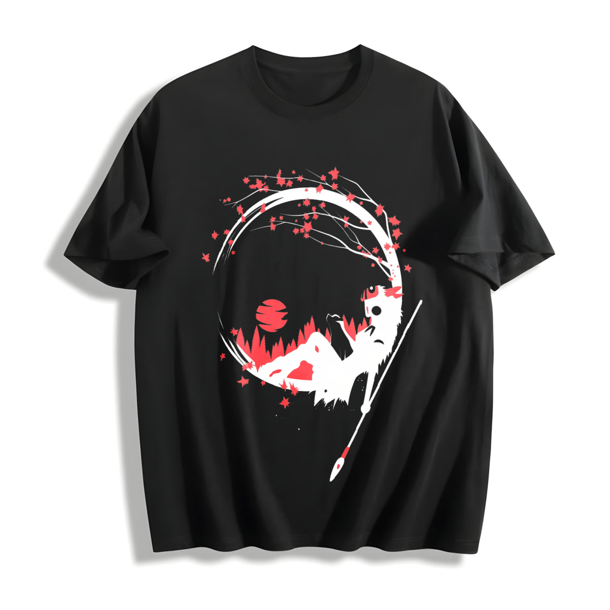 Princess Mononoke Cherry Blossom Cotton T-Shirt in Black