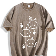 230gsm with Cute Anime-inspired Japanese Manga Vintage Washed T-Shirt in Brown