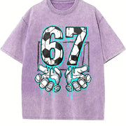 67 Soccer Vintage Washed T-Shirt in Purple