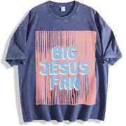Big Jesus Fan vintage washed oversized T-shirt in Blue