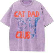 Cat Dad Club vintage washed oversized T-shirt in Purple