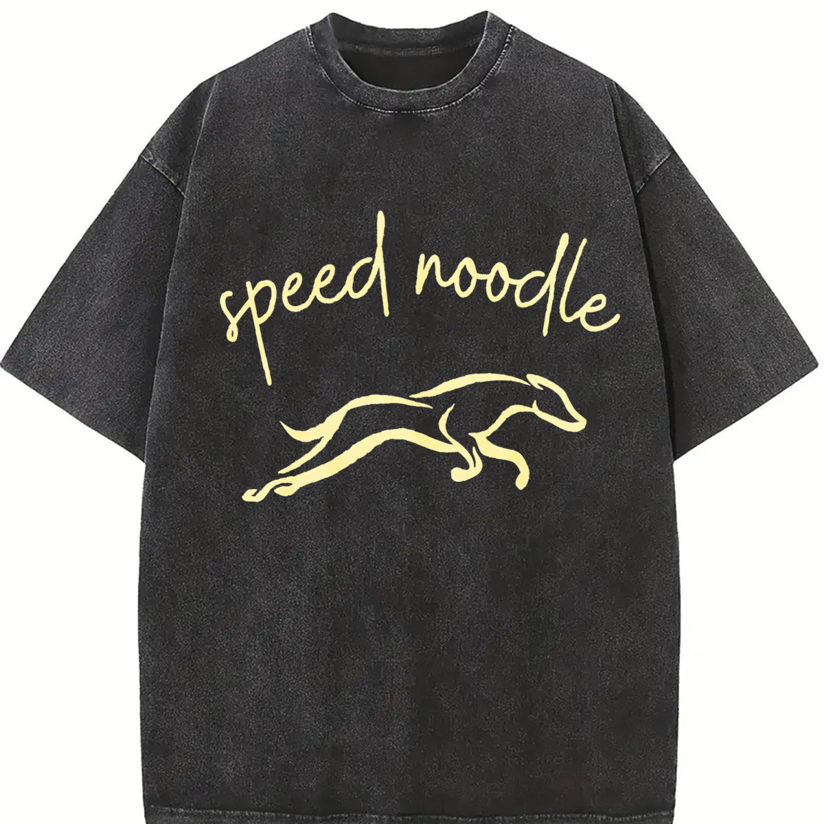 Speed Noodle Greyhound Lover Vintage Washed T-Shirt in Black