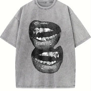 Fashionable Mouth Boxy for a Unique Bold Look vintage washed oversized T-shirt in Gray