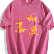Goldfish. Short-sleeve. One-piece Vintage Washed T-Shirt in Red