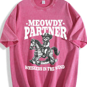 Meowdy Partner Whiskers in the Wind Vintage Washed T-Shirt in Red