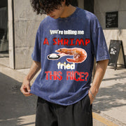 Shrimp Fried Rice Meme Vintage Washed T-Shirt in Blue