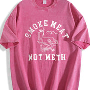 Smoke Meat Not Meth Vintage Washed T-Shirt in Red
