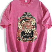 At 80 Full Deck Shuffle Slower Vintage Washed T-Shirt in Red