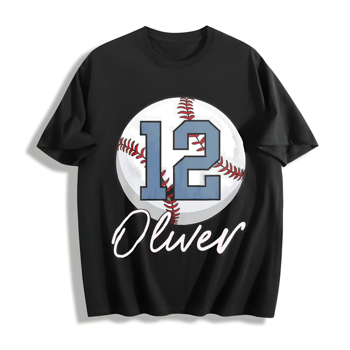 Pls Note Custom Baseball Cotton T-Shirt in Black