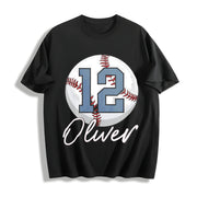 Pls Note Custom Baseball Cotton T-Shirt in Black