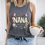 Being a Nana Makes My Life Complete Crew-neck Sleeveless Women's Color Cotton Tank Top in Gray