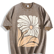 Boho Floral vintage washed oversized T-shirt in Brown