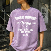 Just Resting My Eyes Club Vintage Washed T-Shirt in Purple