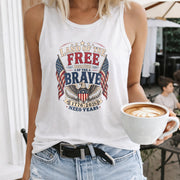Land of the Free Because of the Brave 1776-2026 Women's Color Cotton Tank Top in White
