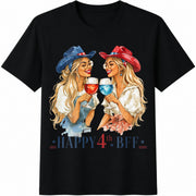 Happy 4th Best Friend Cotton T-Shirt in Black
