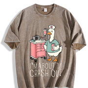 Silly Goose Nurse Appreciation Week Snarky Nurse Night Vintage Washed T-Shirt in Brown