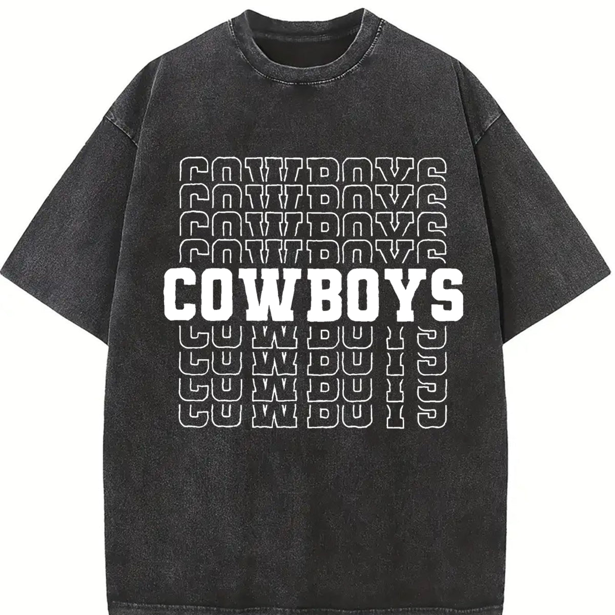 Cowboys Family Team Mascot Vintage Washed T-Shirt in Black