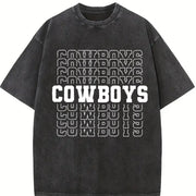Cowboys Family Team Mascot Vintage Washed T-Shirt in Black
