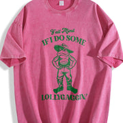 Y'all Mind If I Do Some Lollygaggin' Retro Farmer Frog 90s Vintage Washed T-Shirt in Red
