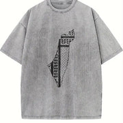 Palestines Symbol of Resistance Beach Palestinians Map vintage washed oversized T-shirt in Gray