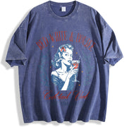 Red White & Boujee Cocktail Club vintage washed oversized T-shirt in Blue