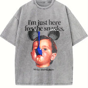 ZestLoop I'm Just Here for the Snacks Vintage Washed T-Shirt in Gray