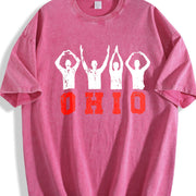 Ohio State Pride Ohioan with Bold Red Letters Vintage Washed T-Shirt in Red