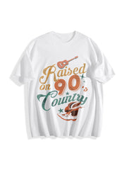 Raised on 90s Country Cotton T-Shirt in White
