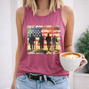 Land of the Free America Women's Color Cotton Tank Top in Red
