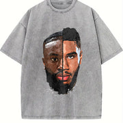 Brown And Tatum Duo Boston Basketball vintage washed oversized T-shirt in Gray